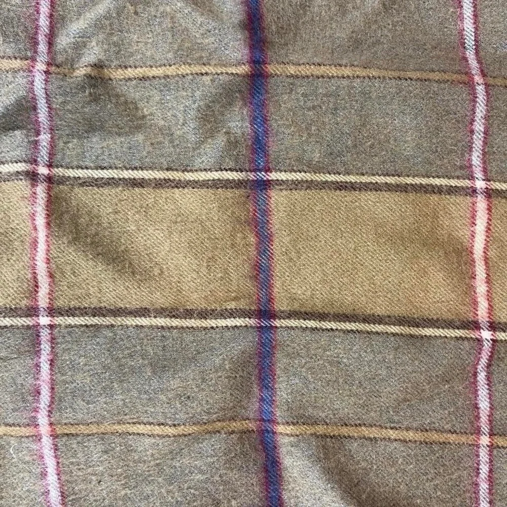 Pure new wool vintage 80s‎ Brown scarf with pink and purple stripes
